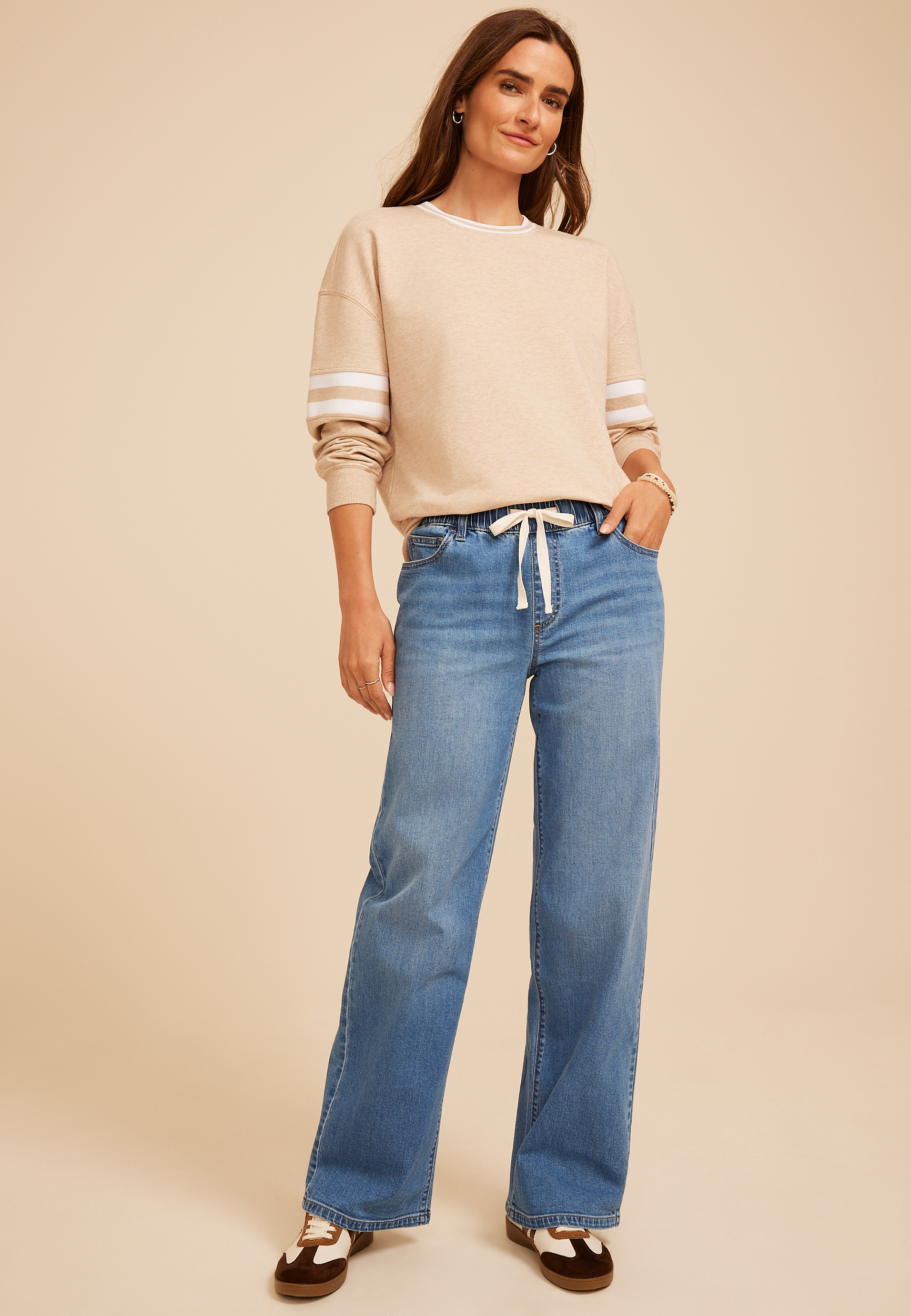 m jeans by maurices&trade; High Rise Soft Pull On Wide Leg Jean, C3337, large