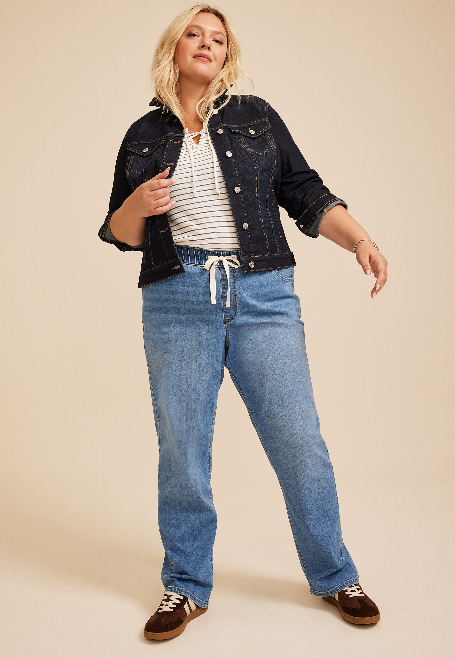 Plus Size m jeans by maurices&trade; High Rise Soft Pull On Wide Leg Jean