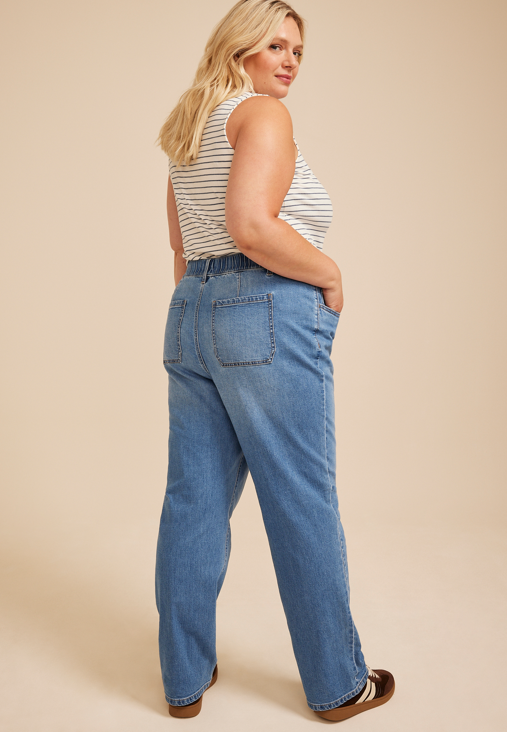Plus Size m jeans by maurices™ High Rise Soft Pull On Straight Jean, C3337, large