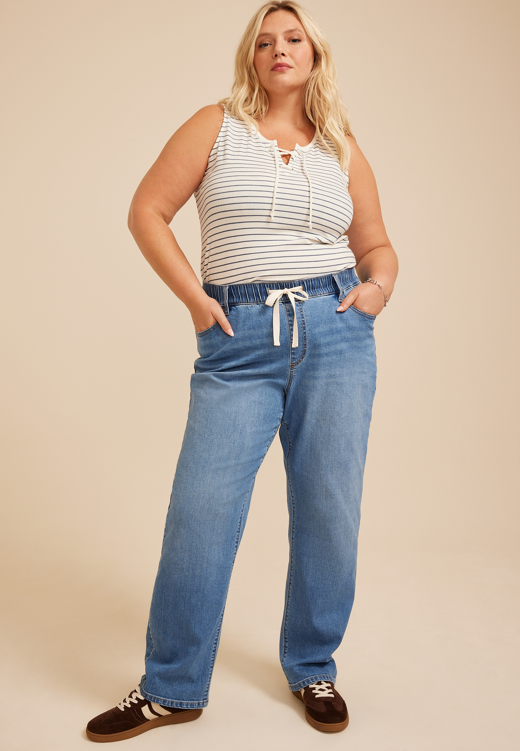 Plus Size m jeans by maurices™ High Rise Soft Pull On Straight Jean, C3337, large
