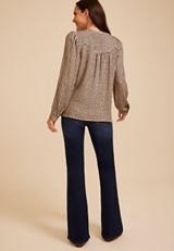 Pucker Gingham Button Front Blouse, C3681, small