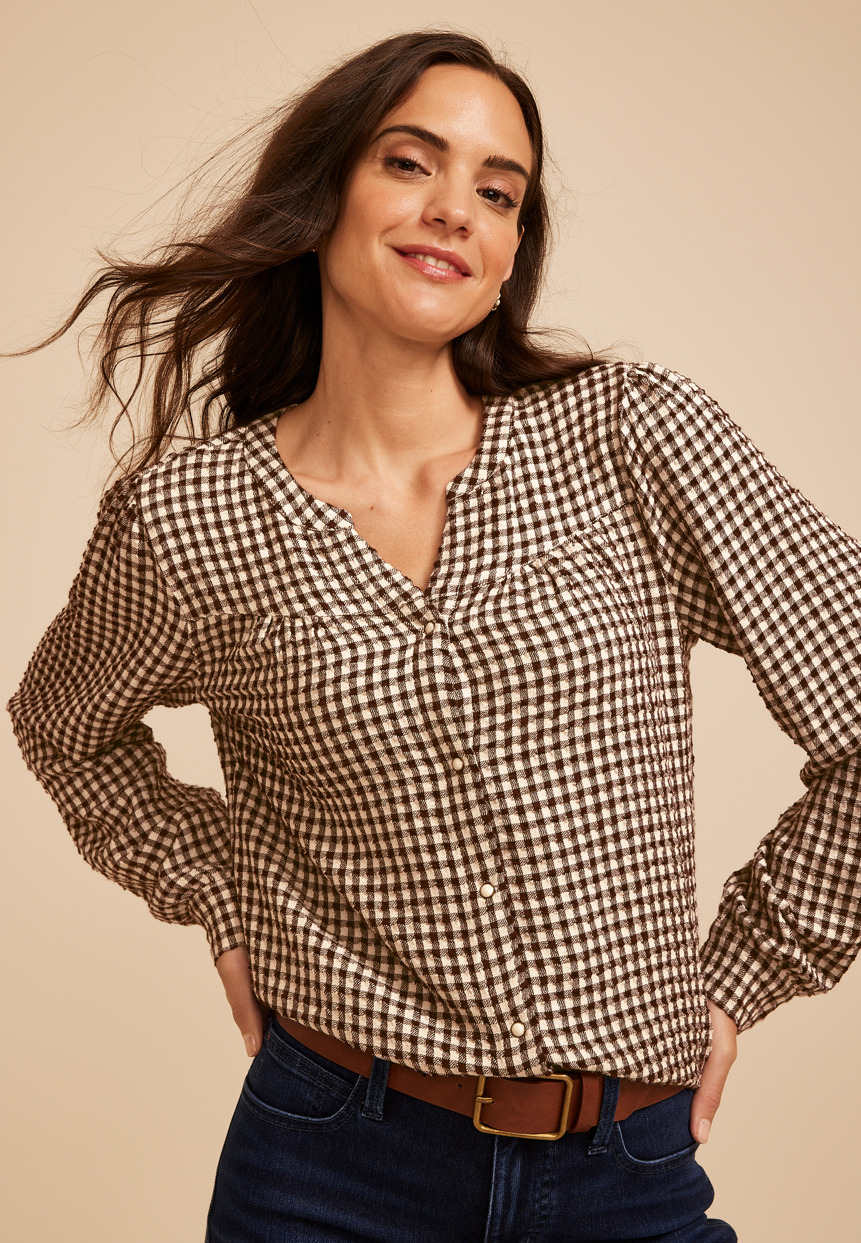 gingham dress shirt Mizzen + Main Leeward each shirt features Coolmax moisture Sarah Shirtdress | Black Gingham