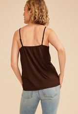 Studio Y Lace Trim V Neck Cami, COFFEE BEAN, small
