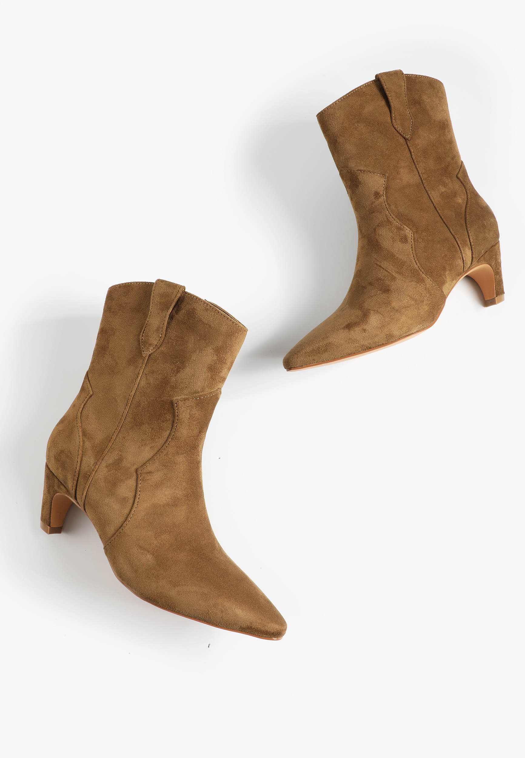 SuperCush Faux Suede Mid Calf Kitten Heel Boot, C211, large