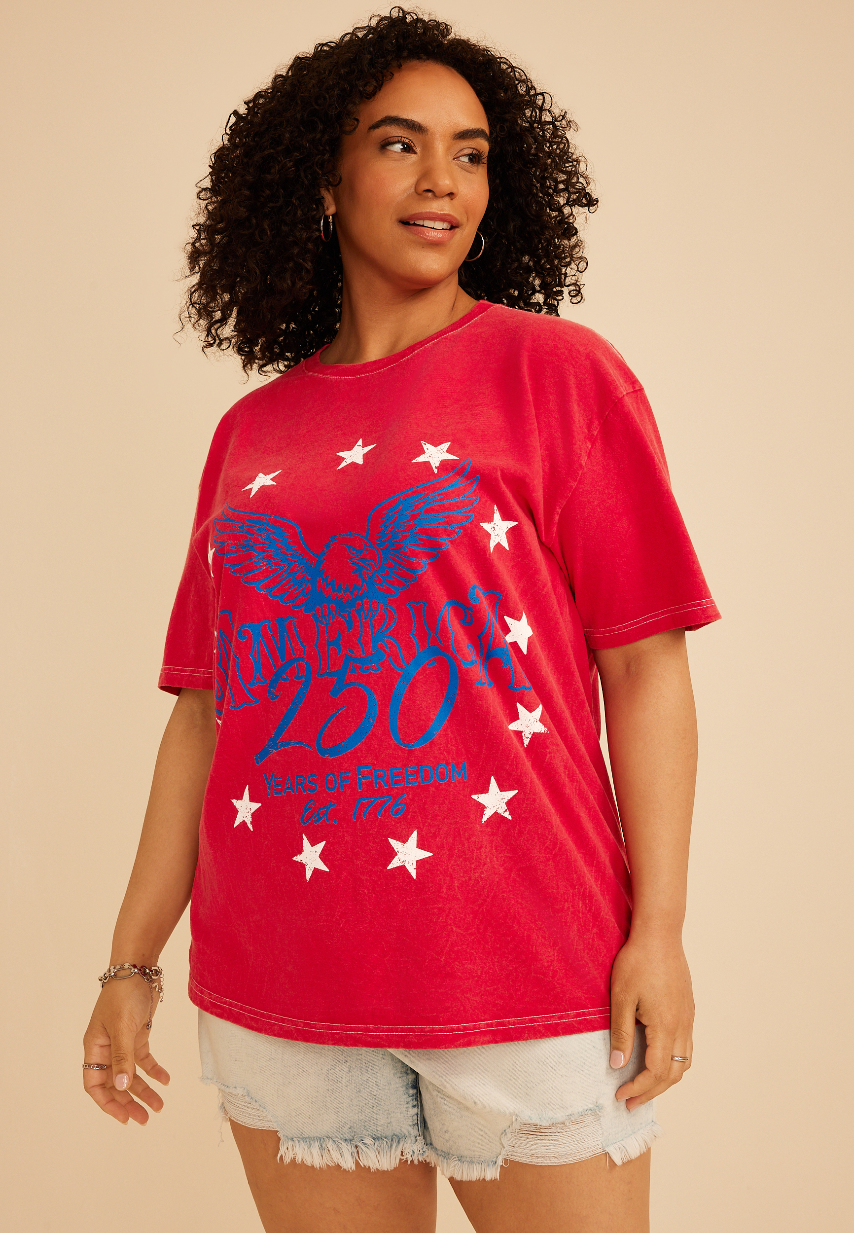 M'S GRACY 40サイズ　トップス！！ Plus Size Americana 250th Standard Fit Graphic Tee | maurices