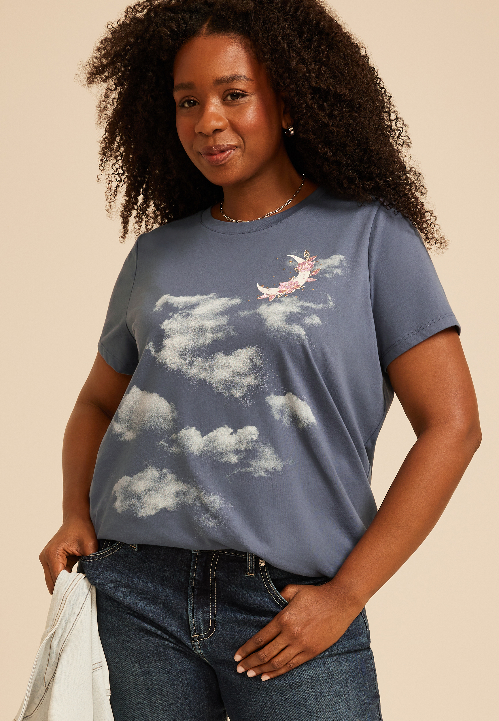 Plus Size Celestial Clouds Classic Fit Graphic Tee