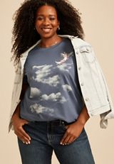 Plus Size Celestial Clouds Classic Fit Graphic Tee, C1605, small
