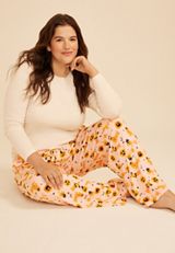Plus Size Halloween Dog Print Hacci Wide Leg Pajama Pant, C1980, small