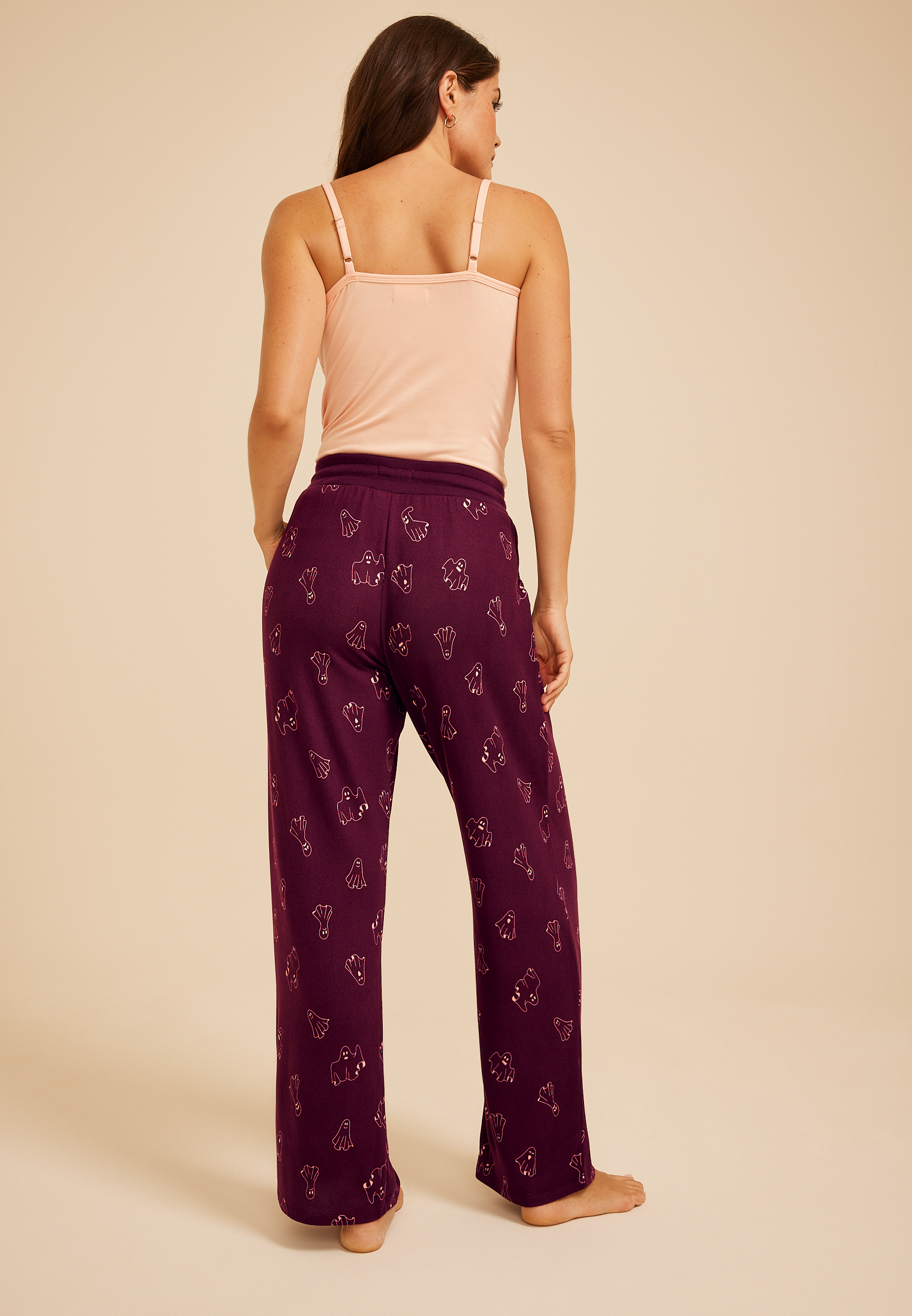 Halloween Purple Ghost Wide Leg Pajama Pant, C9028, large