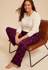 Plus Size Halloween Purple Ghost Wide Leg Pajama Pant, C9028, small