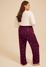 Plus Size Halloween Purple Ghost Wide Leg Pajama Pant, C9028, small