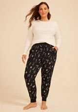 Plus Size Halloween Skeleton Hacci Jogger Pajama Pant, C1756, small