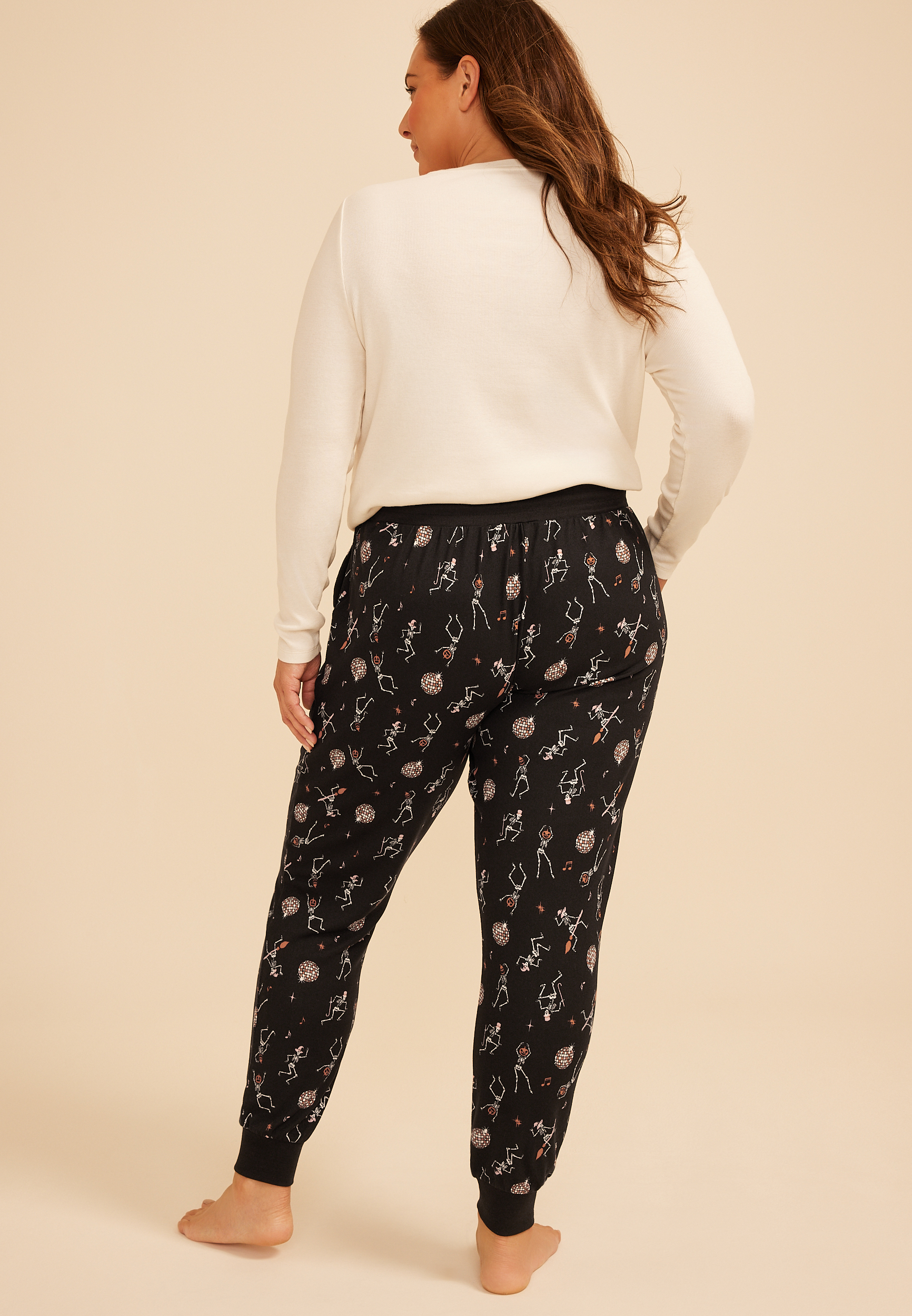 Plus Size Halloween Skeleton Hacci Jogger Pajama Pant, C1756, large