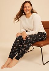 Plus Size Halloween Skeleton Hacci Jogger Pajama Pant, C1756, small