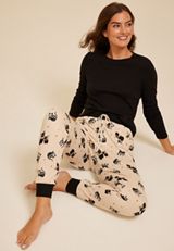 Halloween Black Cat Hacci Jogger Pajama Pant, C3986, small