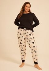 Plus Size Halloween Black Cat Hacci Jogger Pajama Pant, C3986, small