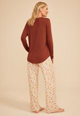 Hello Pumpkin Long Sleeve Top And Wide Leg Pajama Set, C8657, small