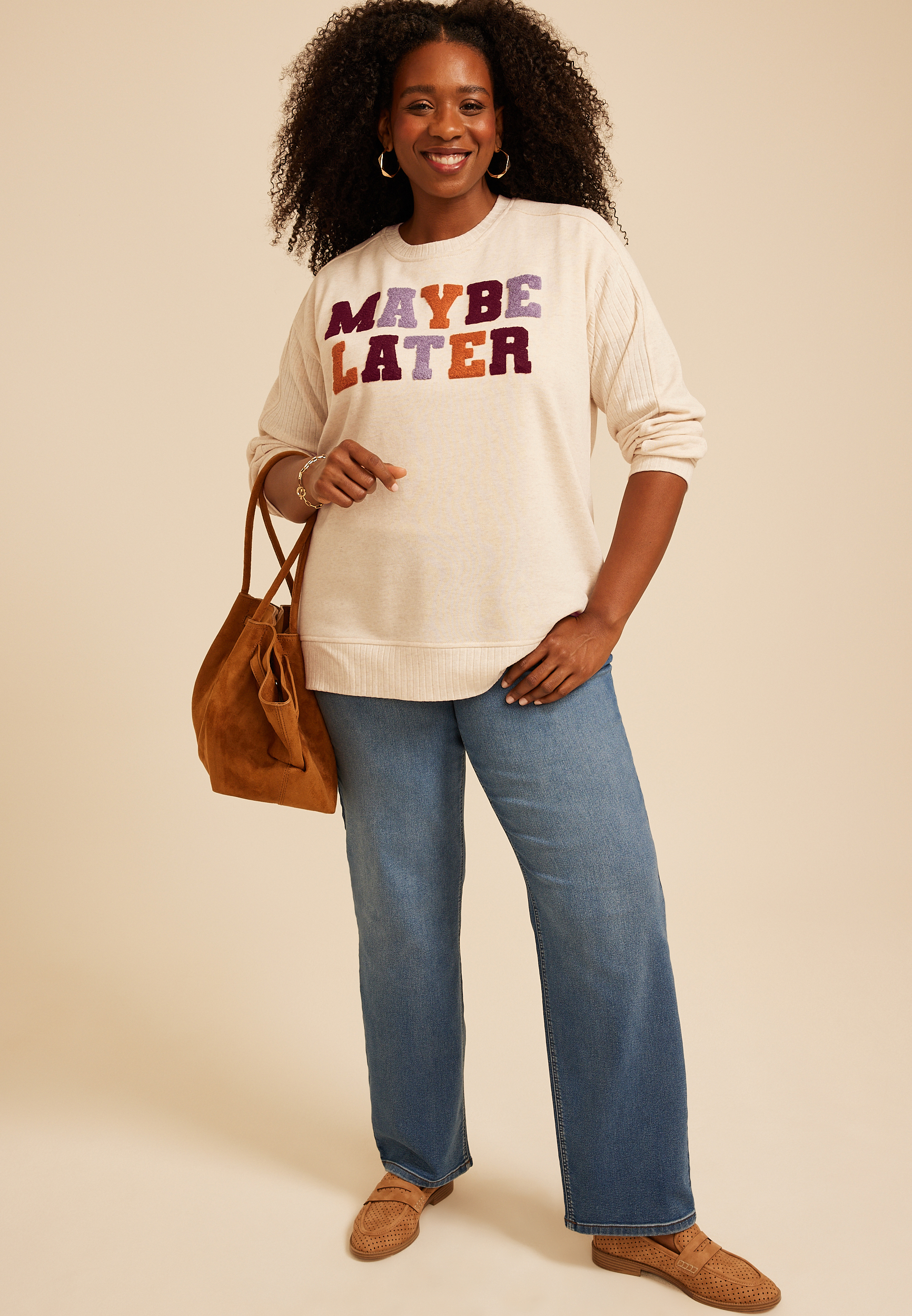 Plus Size Willowsoft Maybe Later Sweatshirt, C2445, large