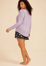 Plus Size Here For The Boos Ghost Hacci Long Sleeve Top And Short Pajama Set, C9055, small