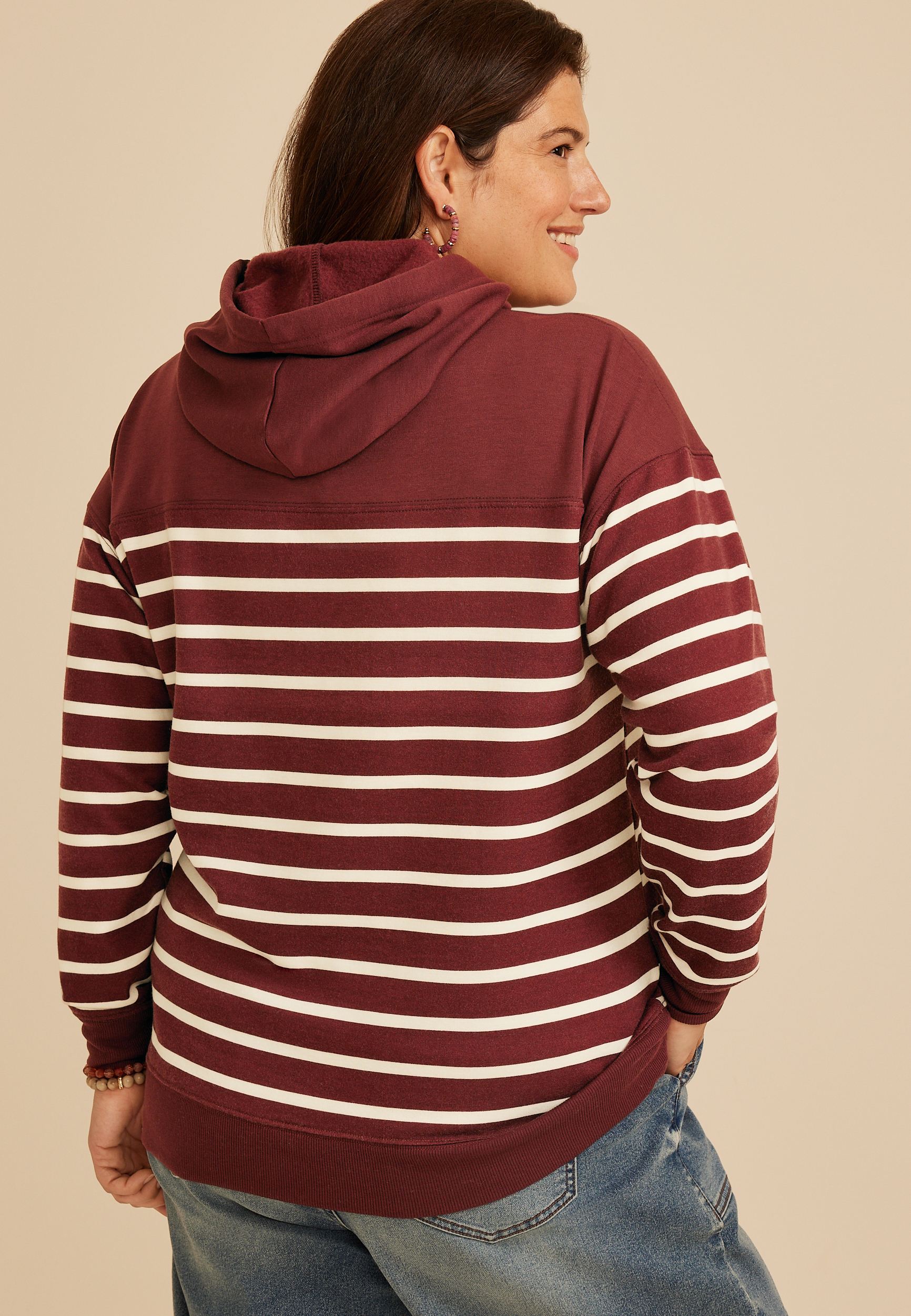 Plus Size Homeward Striped Hoodie, C392, large