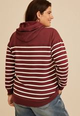 Plus Size Homeward Striped Hoodie, C392, small