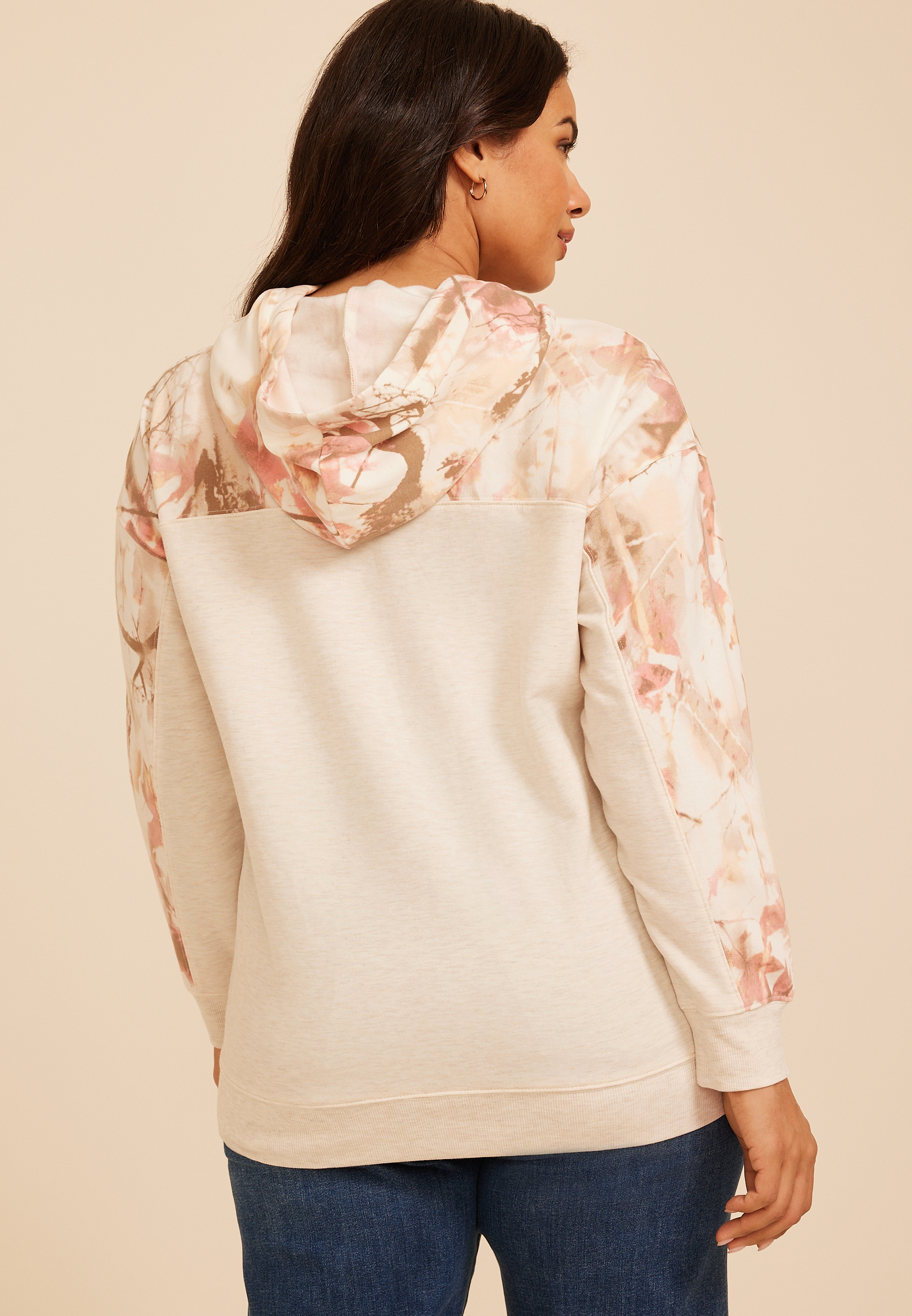 Plus Size Homeward Colorblock Camo Hoodie, C5249, large