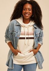 Plus Size Homeward Colorblock Striped Hoodie, C5249, small