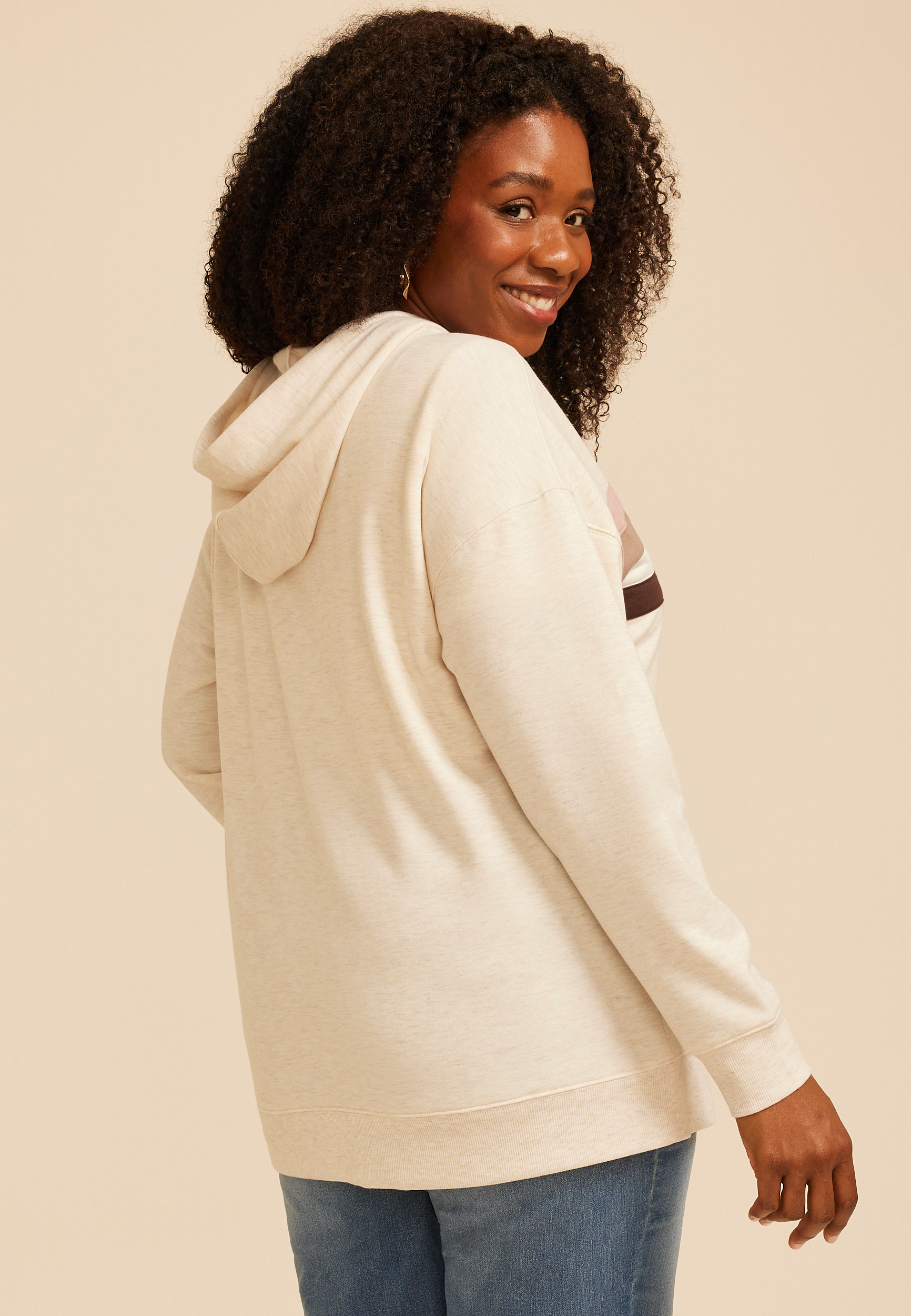 Plus Size Homeward Colorblock Striped Hoodie, C5249, large