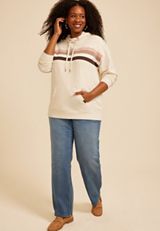 Plus Size Homeward Colorblock Striped Hoodie, C5249, small