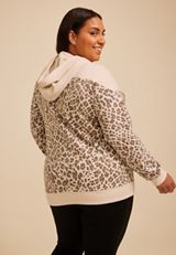 Plus Size Homeward Leopard Hoodie, C5487, small