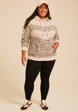 Plus Size Homeward Leopard Hoodie, C5487, small