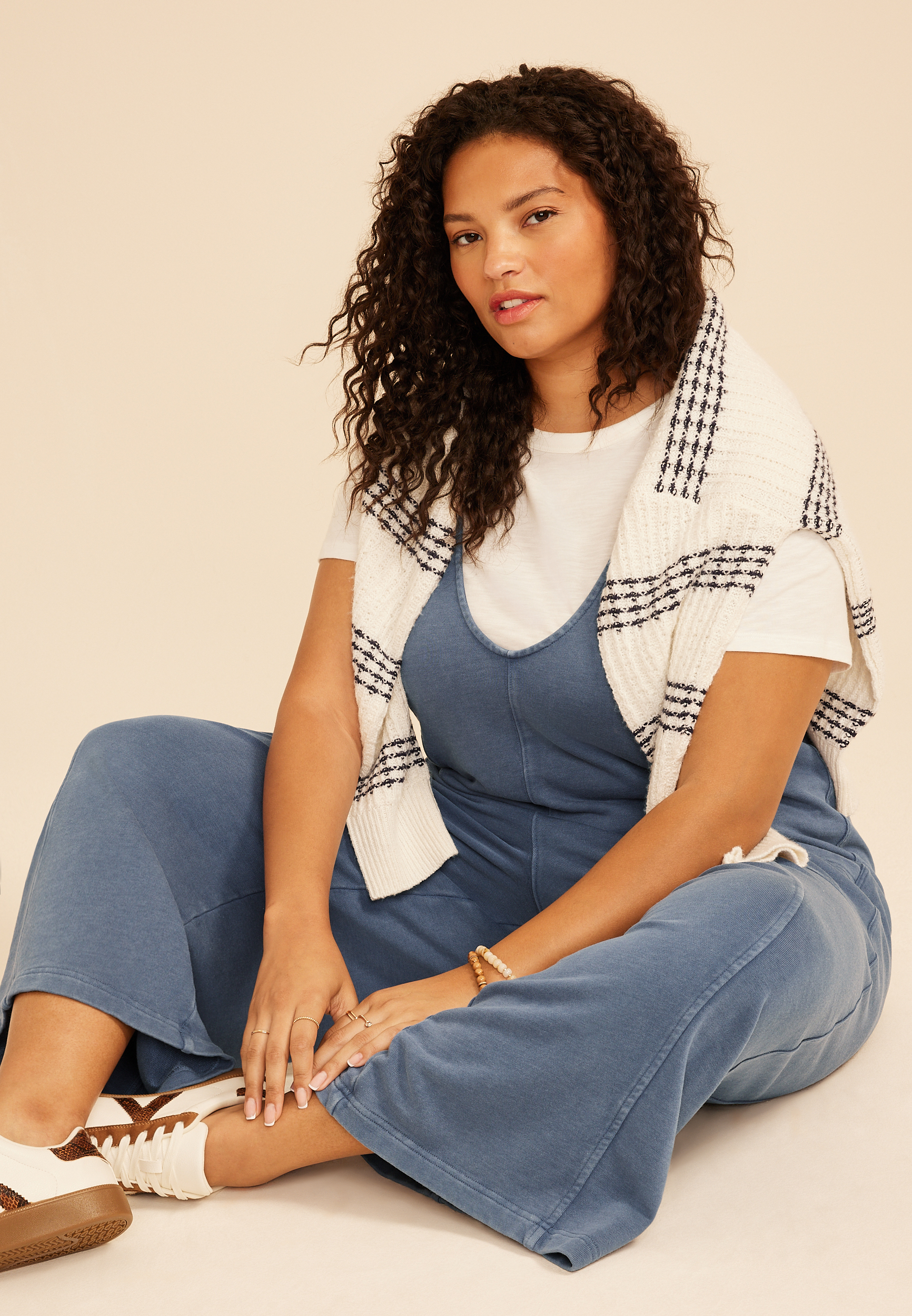 Plus Size Bare Washed Terry Jumpsuit