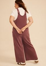Plus Size Bare Washed Terry Jumpsuit, COCONUT SHELL, small