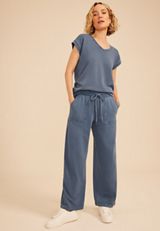 Washed Terry High Rise Wide Leg Pant, C1187, small