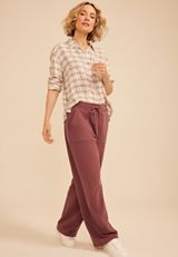 Washed Terry High Rise Wide Leg Pant, COCONUT SHELL, small