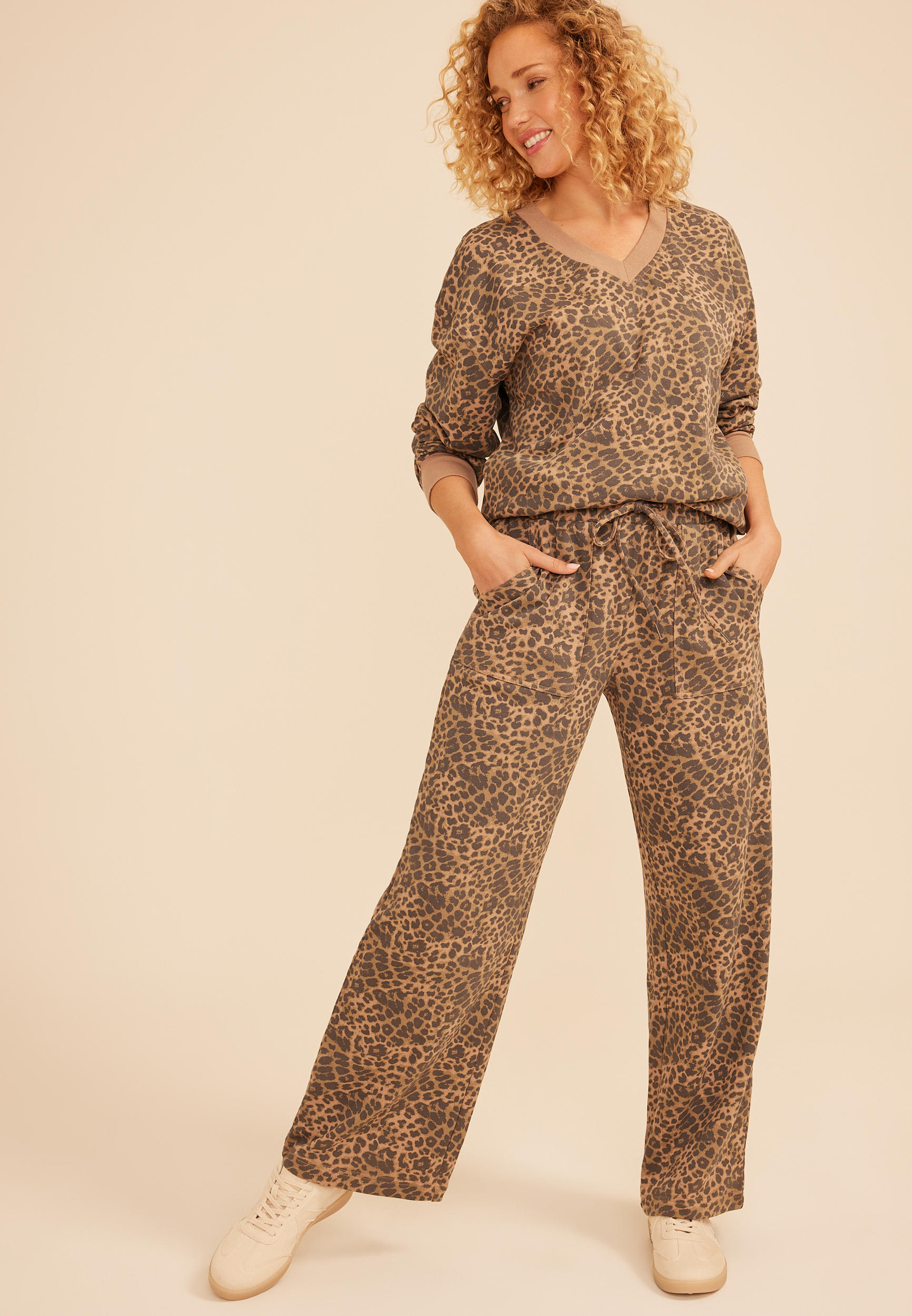 Washed Terry High Rise Wide Leg Pant - thumbnail 3