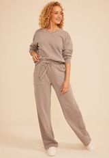 Washed Terry High Rise Wide Leg Pant, SATELITE, small