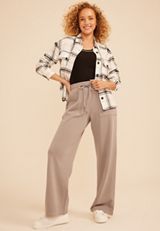 Washed Terry High Rise Wide Leg Pant, SATELITE, small
