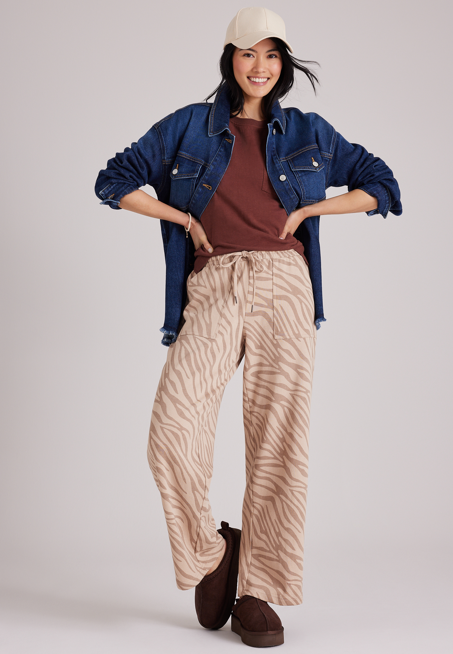 Washed Terry High Rise Wide Leg Pant, C9661, large