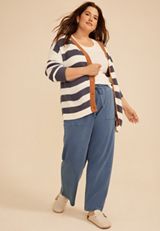 Plus Size Washed Terry High Rise Wide Leg Pant, C1187, small