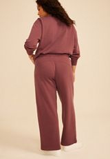 Plus Size Washed Terry High Rise Wide Leg Pant, COCONUT SHELL, small