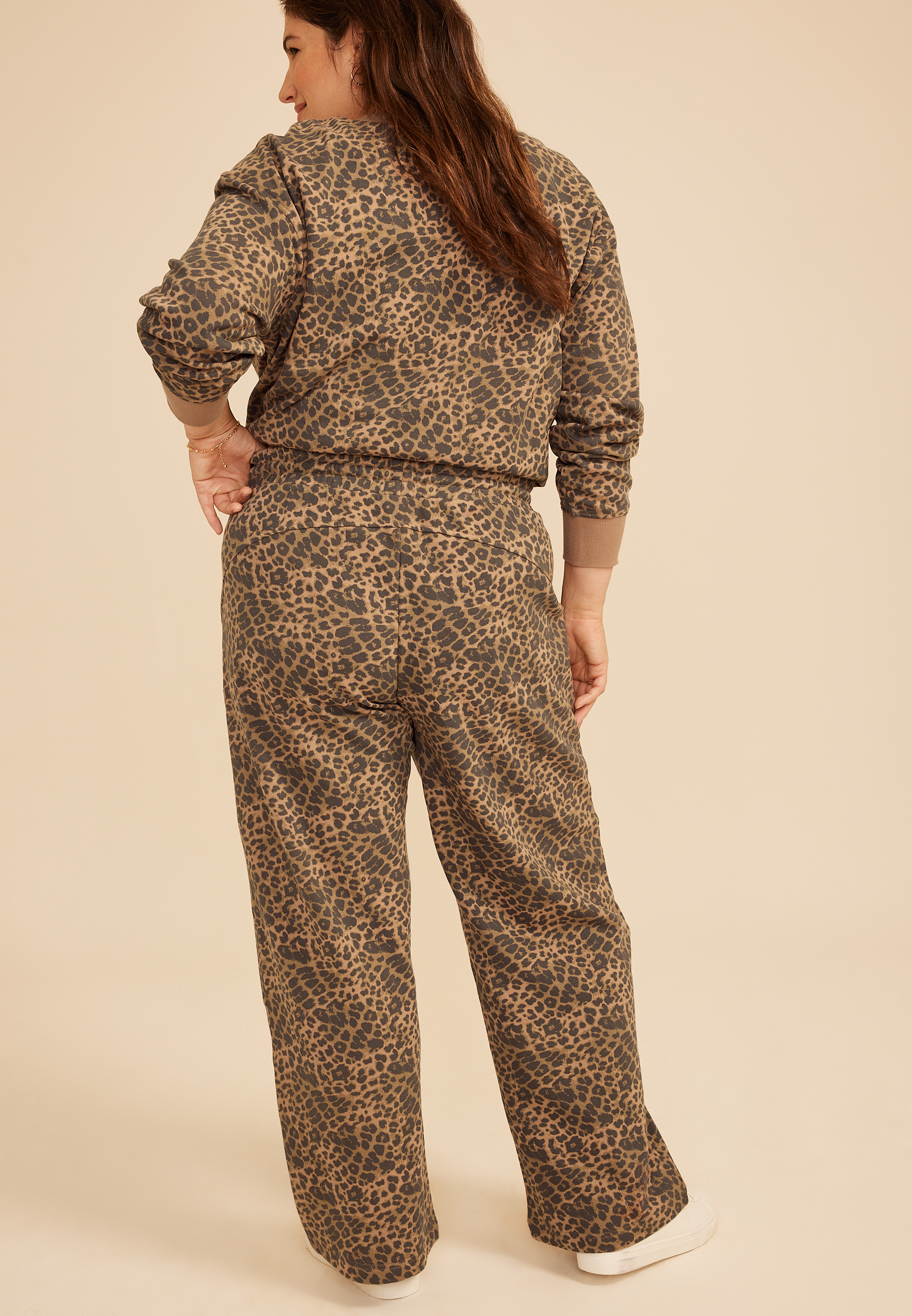 Plus Size Washed Terry High Rise Wide Leg Pant - thumbnail 10