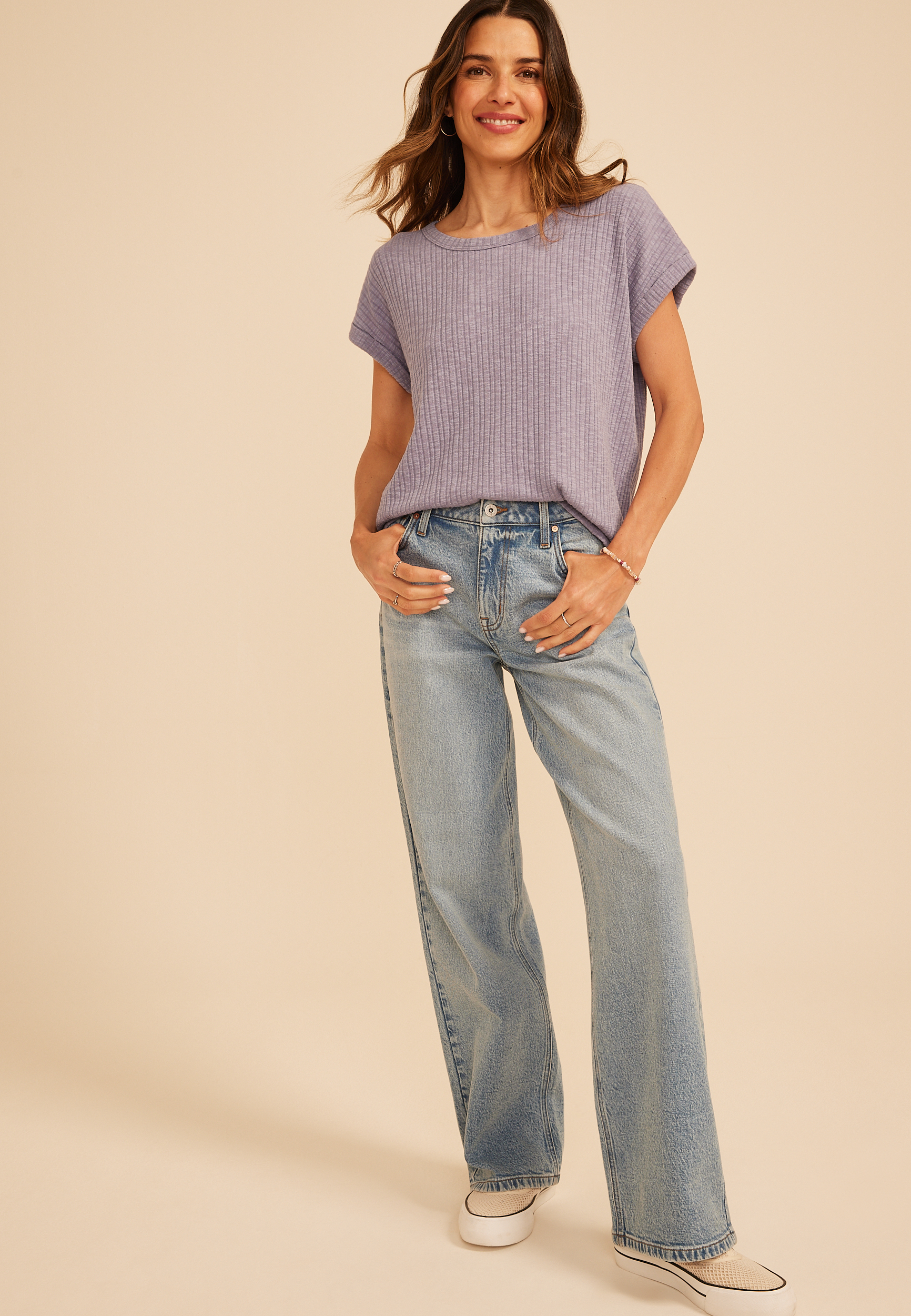 24/7 Slub Rib Relaxed Fit Tee, LAVENDER GRAY, large