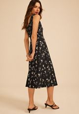 Bare Scoop Neck Smocked Midi Dress, C6630, small
