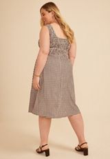 Plus Size Bare Scoop Neck Smocked Midi Dress, C1635, small