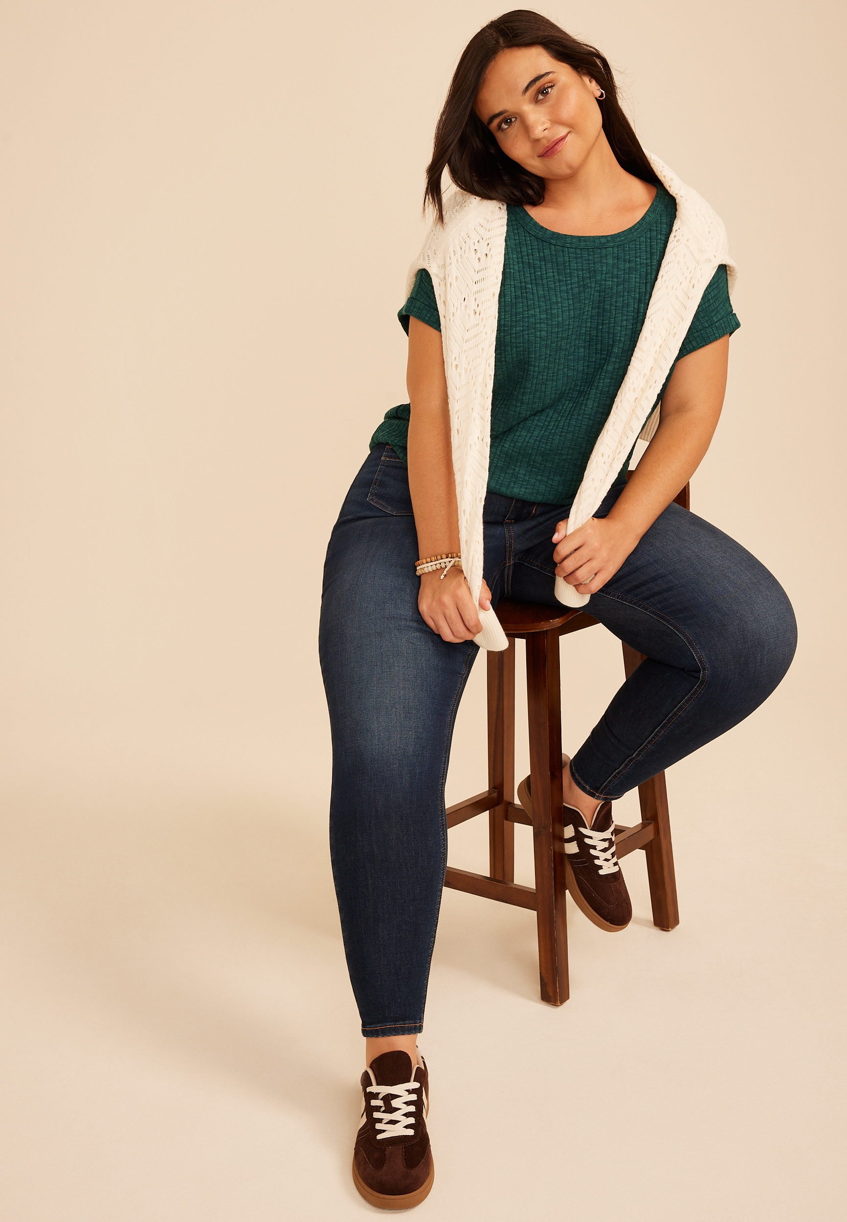 Plus Size 24/7 Slub Rib Relaxed Fit Tee