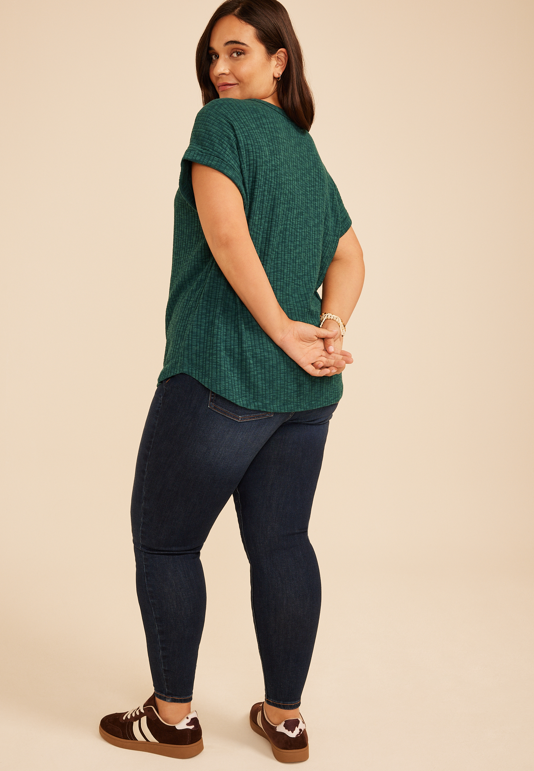 Plus Size 24/7 Slub Rib Relaxed Fit Tee - thumbnail 2