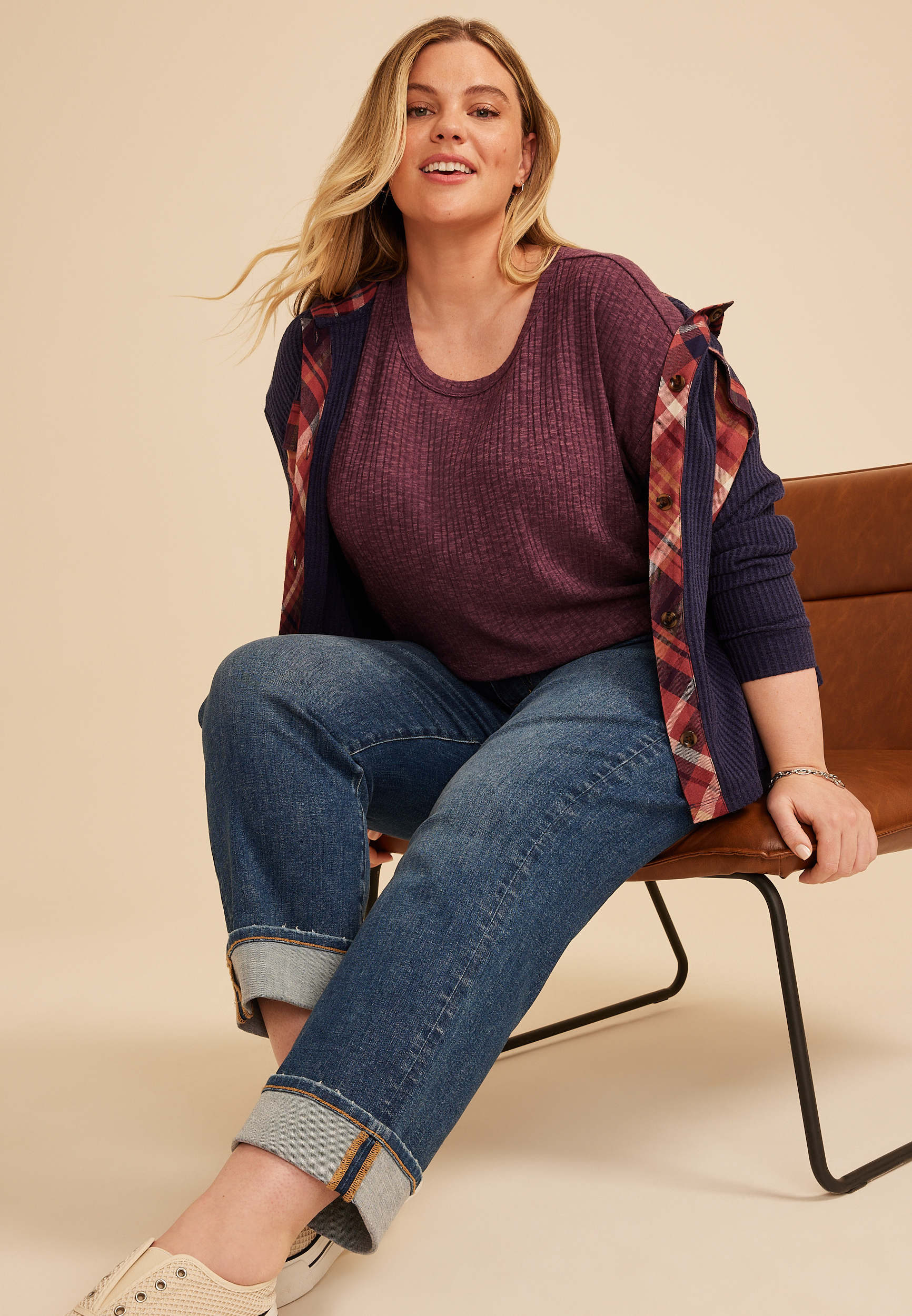 Plus Size 24/7 Slub Rib Relaxed Fit Tee