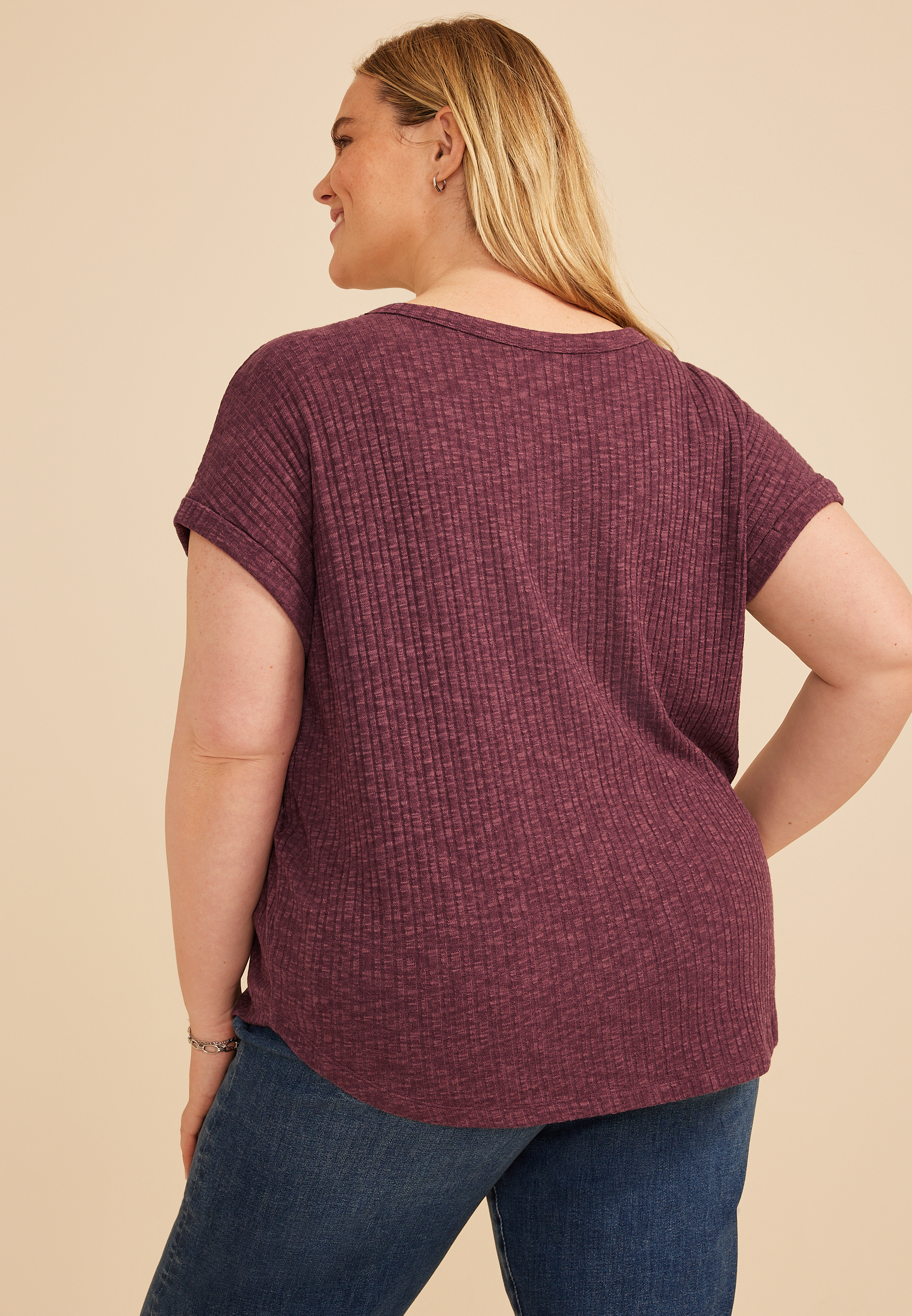 Plus Size 24/7 Slub Rib Relaxed Fit Tee - thumbnail 5