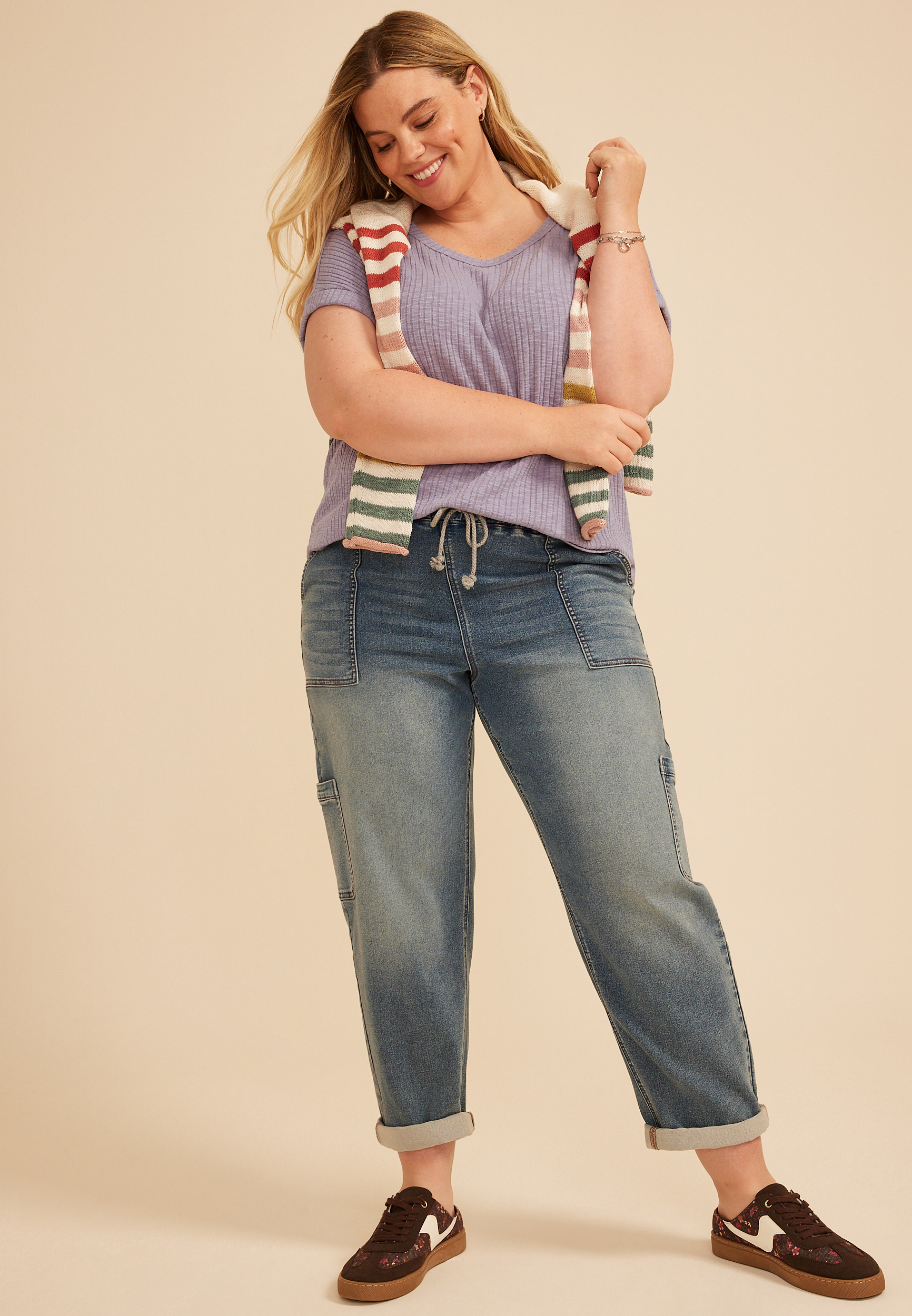 Plus Size 24/7 Slub Rib Relaxed Fit Tee